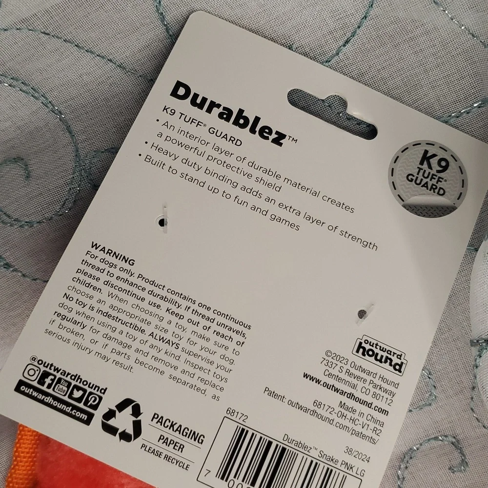 Dog Toy Orange Squeaky Snake‎